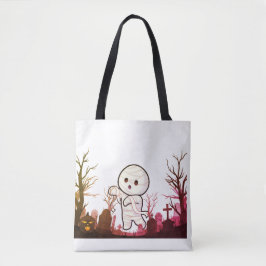 Mummie zoekt in een begraafplaats, een angstaanjag tote bag