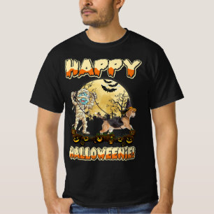 mummies beagle dog happy halloween moon t-shirt
