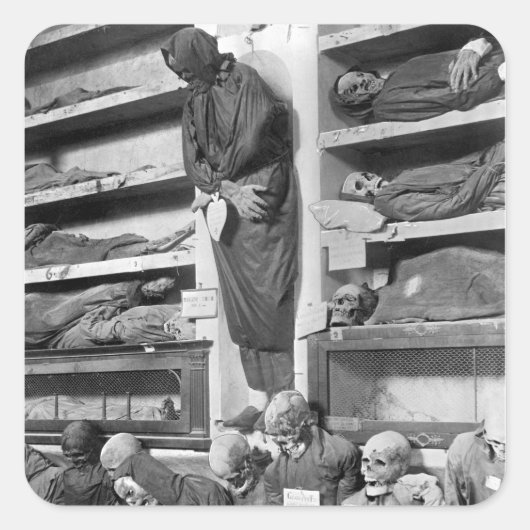 Mummies in de catacomb Palermo, Italië Vierkante Sticker (Voorkant)