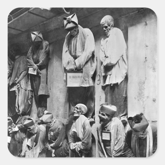 Mummies van catacomb in Palermo, Italië Vierkante Sticker (Voorkant)