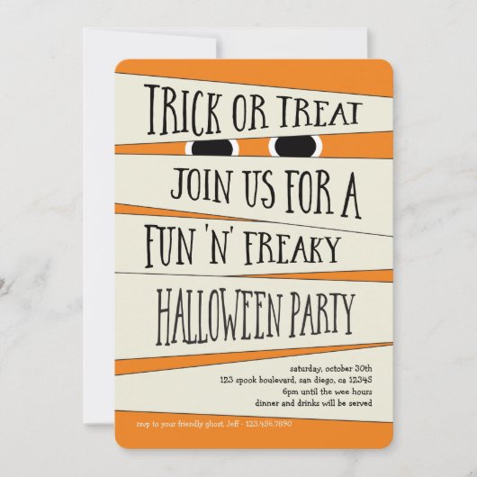 Mummified Halloween in Pumpkin Party Invitation Kaart (Voorkant)
