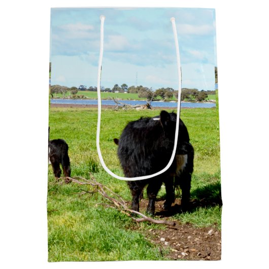 Mummy and Baby Galloway Koe, Gift Bag Medium Cadeauzakje (Achterkant)