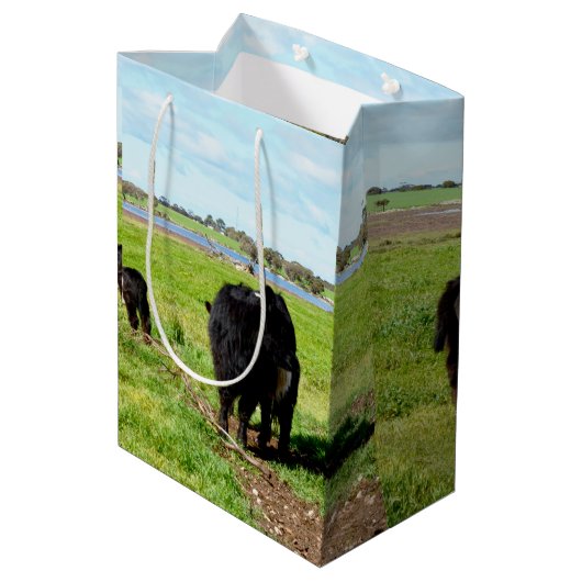 Mummy and Baby Galloway Koe, Gift Bag Medium Cadeauzakje (Achterkant Gekanteld)