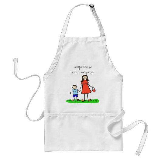 Mummy and Me Apron (Brunette - Aangepaste namen) Standaard Schort (Voorkant)