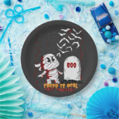 Mummy at Grave Boo Halloween Papieren Bordje (Feest)