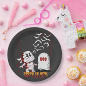 Mummy at Grave Boo Halloween Papieren Bordje (Feest)