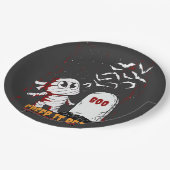 Mummy at Grave Boo Halloween Papieren Bordje (Gekanteld)