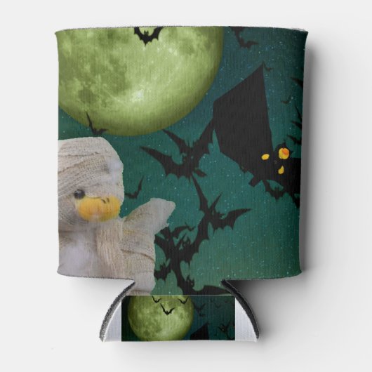 Mummy, Bat & Moon Halloween Blikjeskoeler (Voorkant)