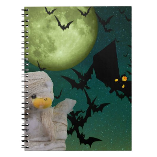 Mummy, Bat & Moon Halloween Notitieboek (Voorkant)