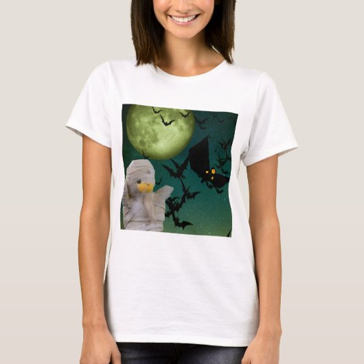 Mummy, Bat & Moon Halloween T-shirt (Voorkant)