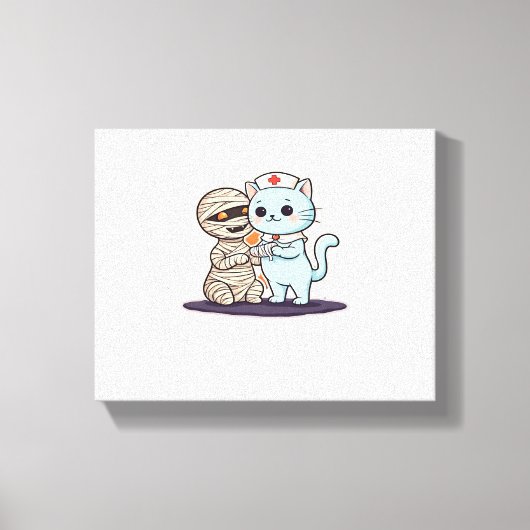 Mummy Boo-Boo Nurse Cat to the Rescue! Klassieke T Canvas Afdruk (Voorkant)