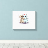 Mummy Boo-Boo Nurse Cat to the Rescue! Klassieke T Canvas Afdruk (Insitu (Houten vloer))