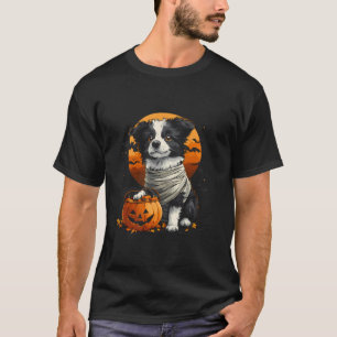 Mummy Border Collie Pumpkin Scary Halloween Dog Lo T-shirt
