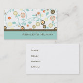 Mummy Calling Card Flowers Green Brown Modern Contactkaartje (Voorkant / Achterkant)