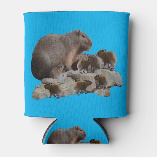 Mummy Capybara met baby's, Koelbox Blikjeskoeler (Voorkant)