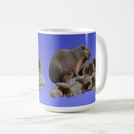 Mummy Capybara met baby's, koffie-Mok Koffiemok (Voorkant rechts)