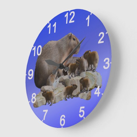Mummy Capybara met baby's, wandklok (Hoek)