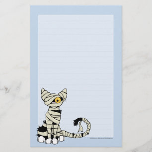 Mummy Cat Lijnpapier voor Halloween Note Briefpapier