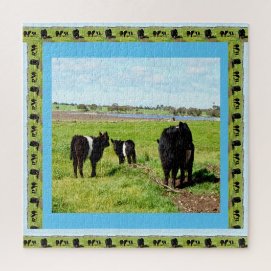 Mummy en Baby Belted Galloway Koeien, Legpuzzel (Verticaal)