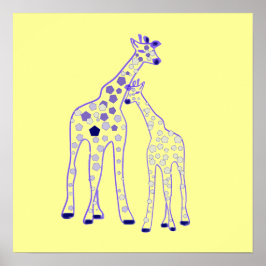 mummy en baby giraffe poster