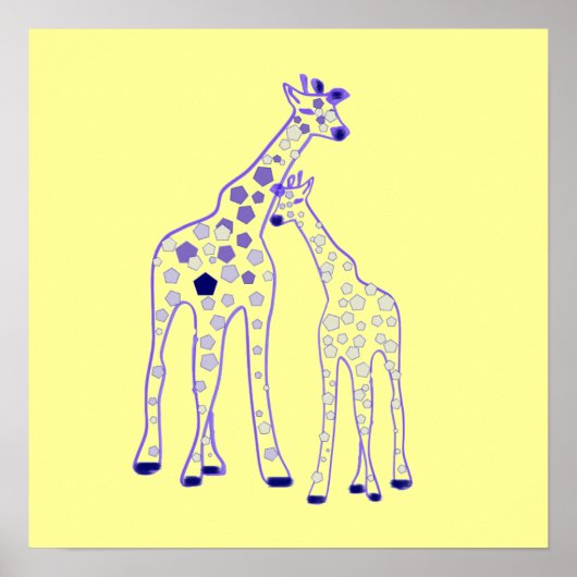 mummy en baby giraffe poster (Voorkant)