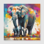 Mummy en Baby olifanten kleuren splash, (Voorkant)