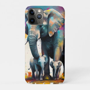 Mummy en Baby olifanten kleuren splash, Case-Mate iPhone Case