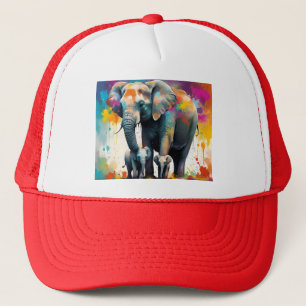 Mummy en Baby olifanten kleuren splash, Trucker Pet