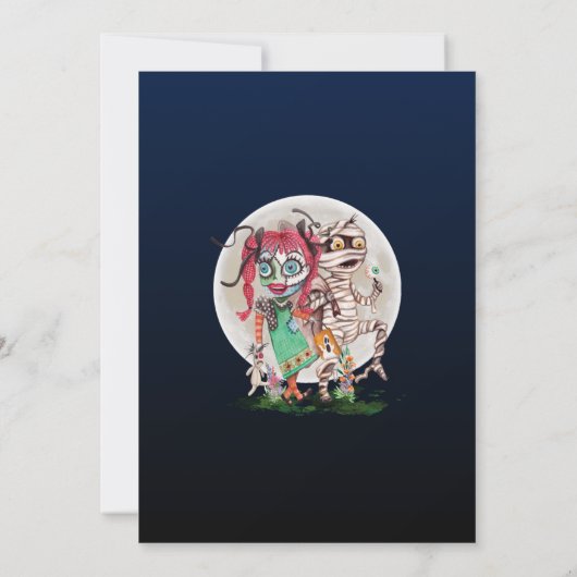 Mummy en Rag Doll Halloween Costume Party Kaart (Achterkant)