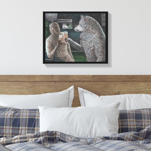 Mummy en Weerwolf Drink Fantasy Canvas Afdruk (Insitu (Slaapkamer))