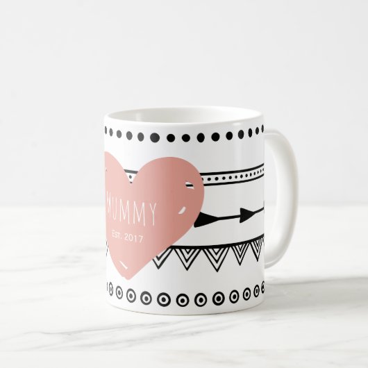 'Mummy Est.2017' Aangepaste witte Mok (Voorkant rechts)