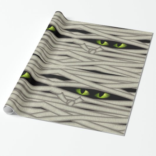 Mummy Eyes Halloween Green ID685 Cadeaupapier (Uitgerold)