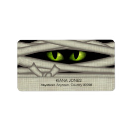 Mummy Eyes Halloween Green ID685 Etiket