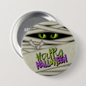 Mummy Eyes Halloween Green ID685 Ronde Button 7,6 Cm (Voorkant /achterkant)