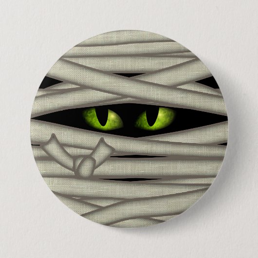 Mummy Eyes Halloween Green ID685 Ronde Button 7,6 Cm (Voorkant)