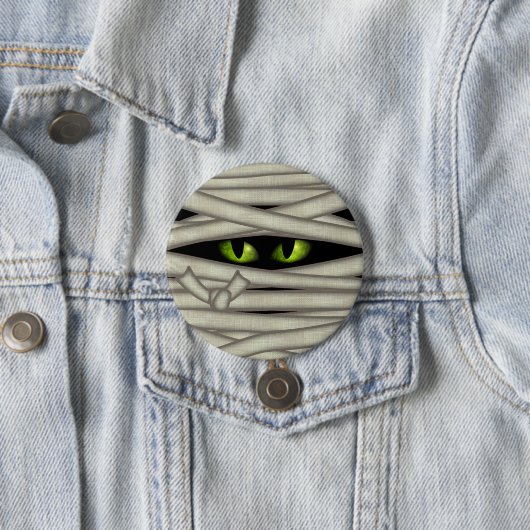 Mummy Eyes Halloween Green ID685 Ronde Button 7,6 Cm (In situ)