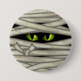 Mummy Eyes Halloween Green ID685 Ronde Button 7,6 Cm