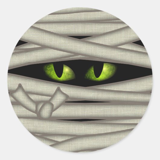 Mummy Eyes Halloween Green ID685 Ronde Sticker (Voorkant)
