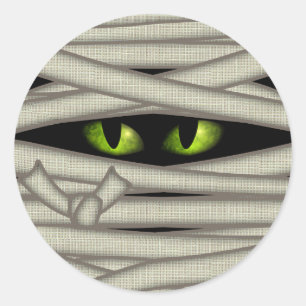 Mummy Eyes Halloween Green ID685 Ronde Sticker