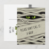 Mummy Eyes Halloween Noem het een Wrap Green ID685 Briefkaart (Voorkant / Achterkant)