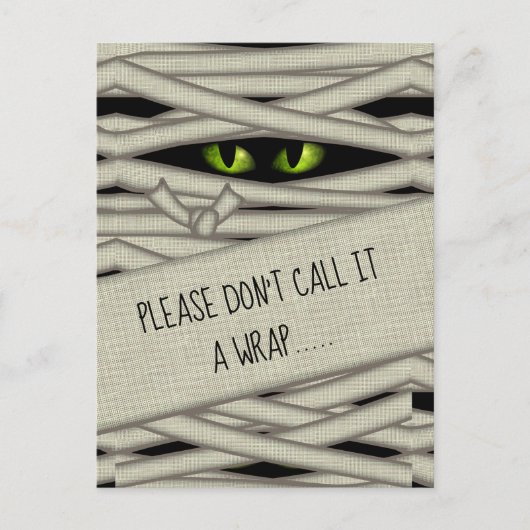 Mummy Eyes Halloween Noem het een Wrap Green ID685 Briefkaart (Voorkant)