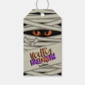 Mummy Eyes Halloween Oranje ID685 Cadeaulabel (Voorkant)