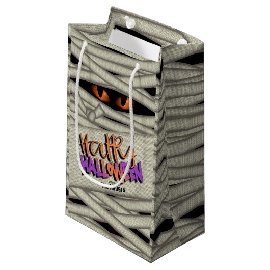 Mummy Eyes Halloween Oranje ID685 Klein Cadeauzakje (Voorkant Gekanteld)