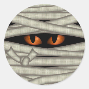 Mummy Eyes Halloween Oranje ID685 Ronde Sticker
