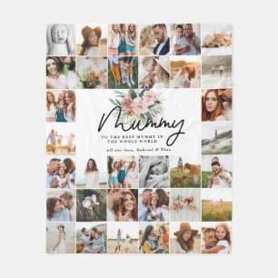 Mummy Gift Multi Foto Mooie Bloemen Fleece Deken