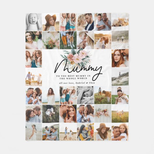 Mummy Gift Multi Foto Mooie Bloemen Fleece Deken (Voorkant)