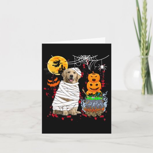 Mummy Golden Retriever Dog Halloween Dog Scary Pum Kaart (Voorkant)