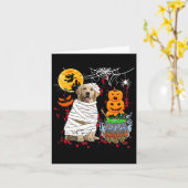 Mummy Golden Retriever Dog Halloween Dog Scary Pum Kaart (Gele Bloem)