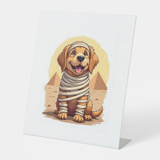 Mummy Golden Retriever Reclamebord Met Voetstuk (Voorkant)