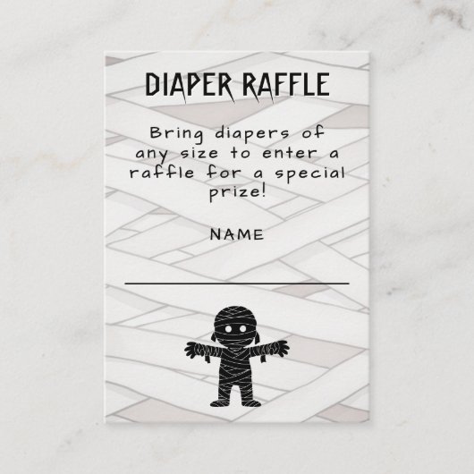 Mummy Halloween Baby shower Luier Raffle Informatiekaartje (Voorkant)
